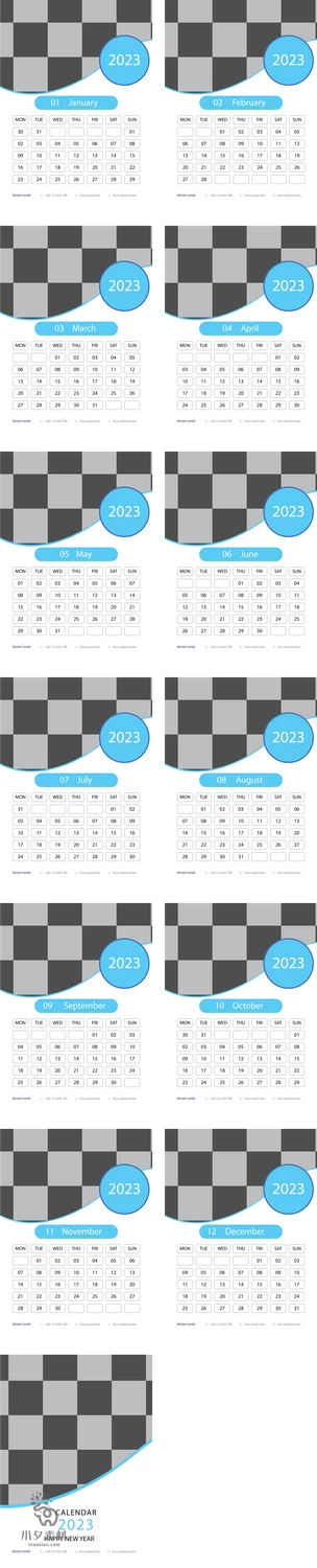 公司企业科技感简约2023年日历挂历台历年历模板AI矢量设计素材【034】